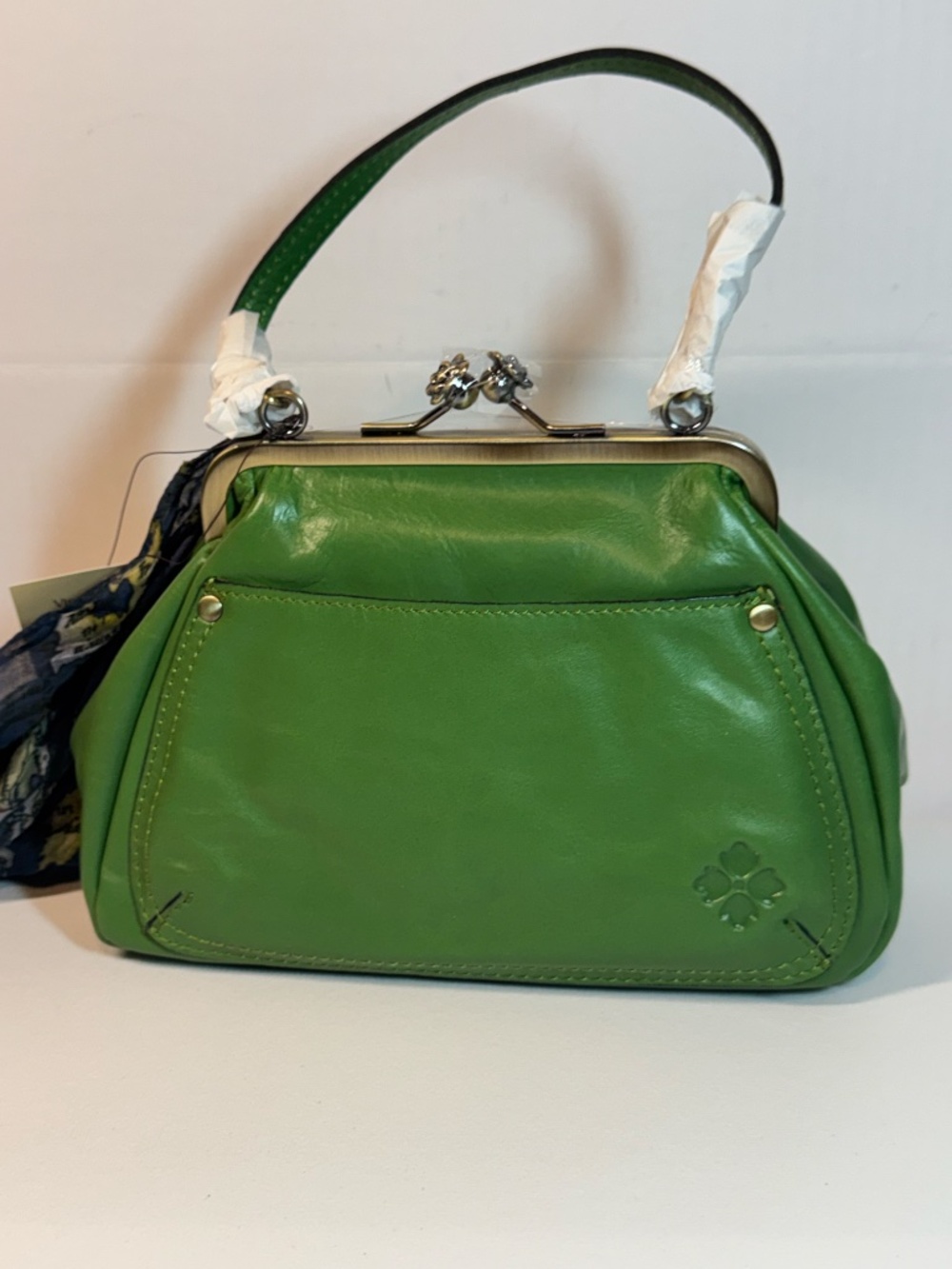 Patricia Nash Mint Green Leather Frame Satchel Bag with Scarf NWT - Picture 2 of 13